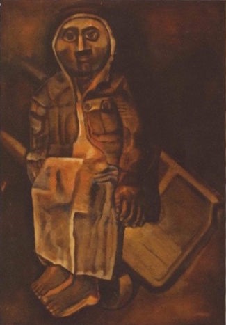 “Porteur et Son Panier,” George Bahgory, Oil on Canvas, 1967.