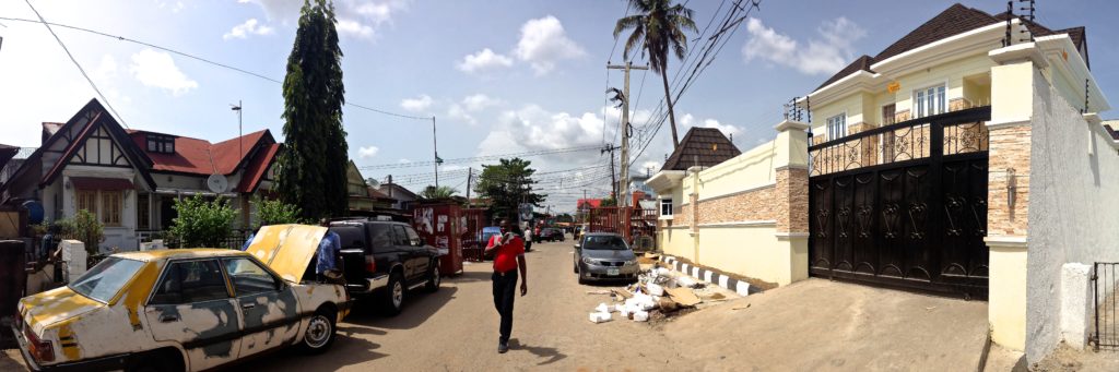 A panoramic streetscape in Yaba