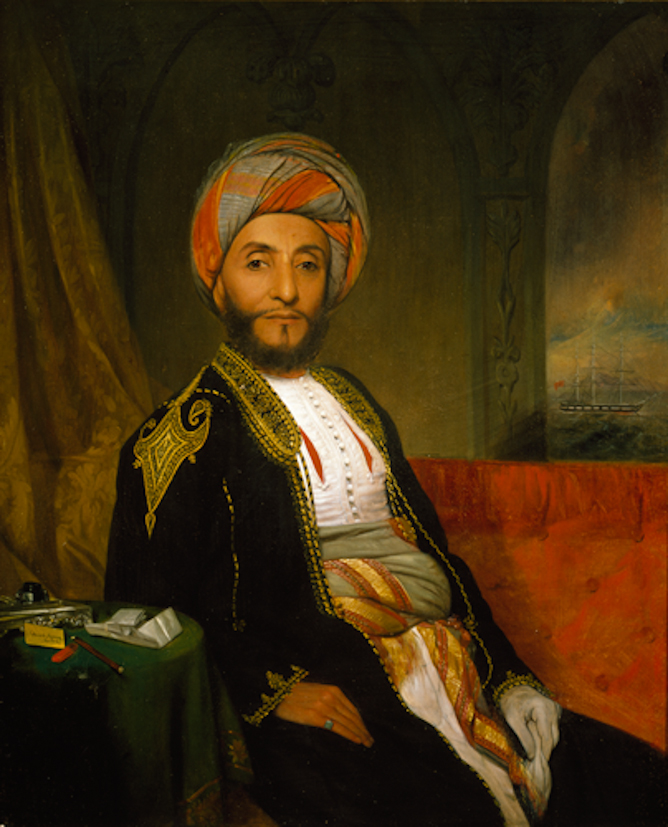 Ahmad bin Na'aman, the first Arab envoy who sailed to New York on behalf of Omani Sultan Said bin Sultan. Source: The Peabody Essex Museum; http://explore-art.pem.org/object/american-decorative-arts/M4473/detail 