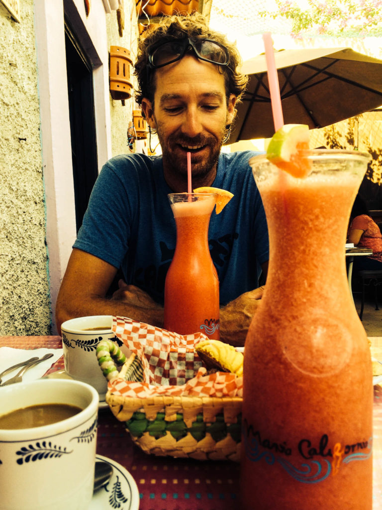 You can get any kind of juice imaginable at Maria California. Here, Josh enjoys an agua de sandia y limón, a watermelon-lime juice.
