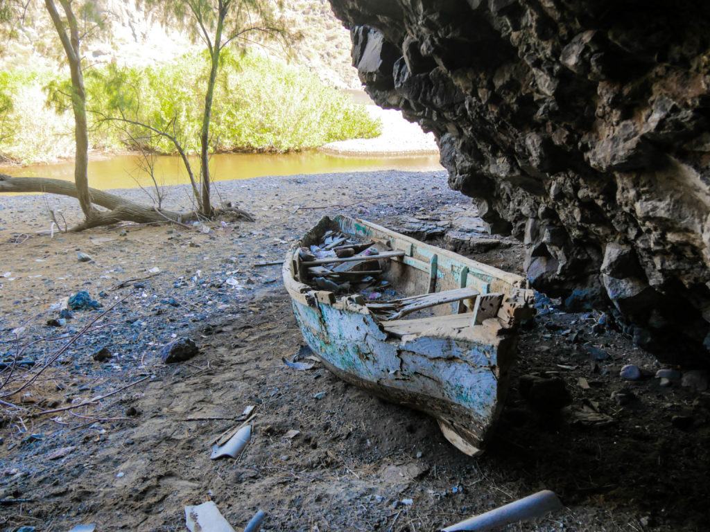 The sailing canoe, known as a chalupine. They were built entirely in Baja with solid local wood using rib frames, and used beginning in the 1940s.