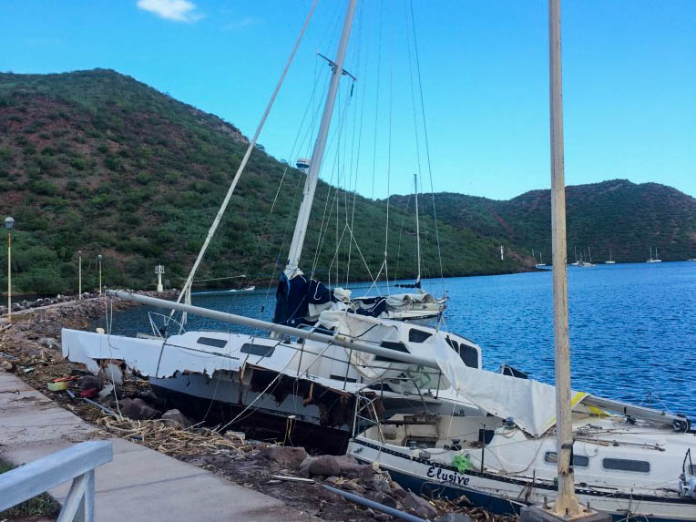 We were in Puerto Escondido two weeks after Hurricane Odile. This boat pile-up is just part of the damage.