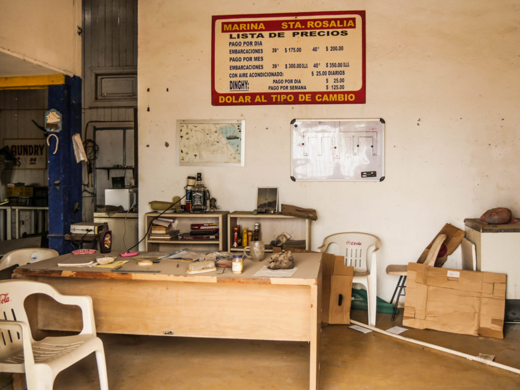 The abandoned office, complete with half used condiments, was covered in a thick layer of dust.