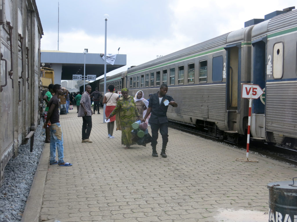 Passengers preparing to board.