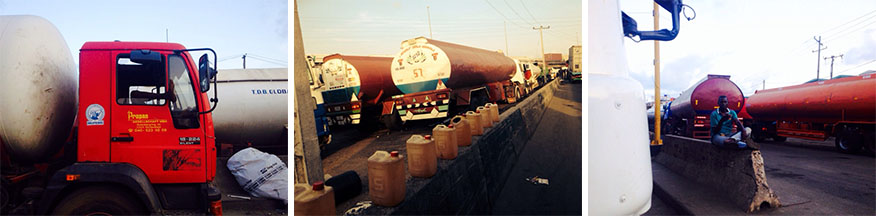 Tankers stalled in Apapa.