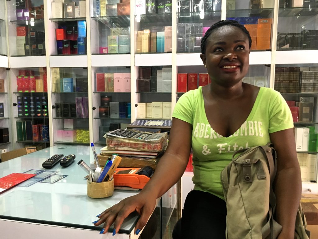 Caroline in the perfume shop