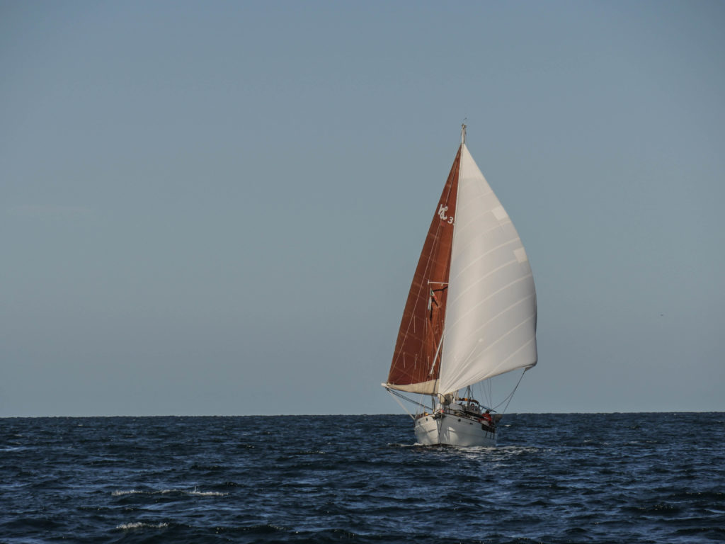 Prism underway wing on wing in the open sea, making their way to Topolobampo.