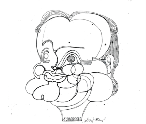 A caricature of Adonis by the Egyptian artist George Bahgoury, 1994