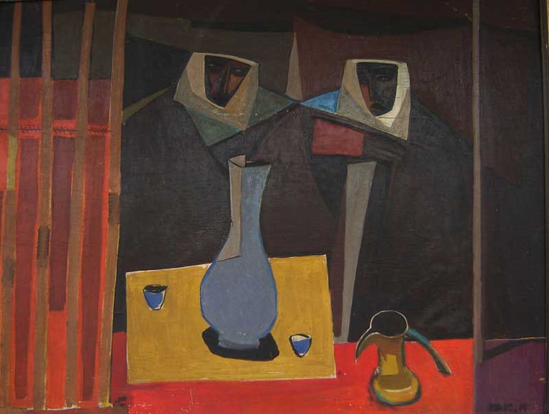 Bedouin Tent, by Faiq-Hassan, Oil on Wood, 58 by 74 cm, 1950.