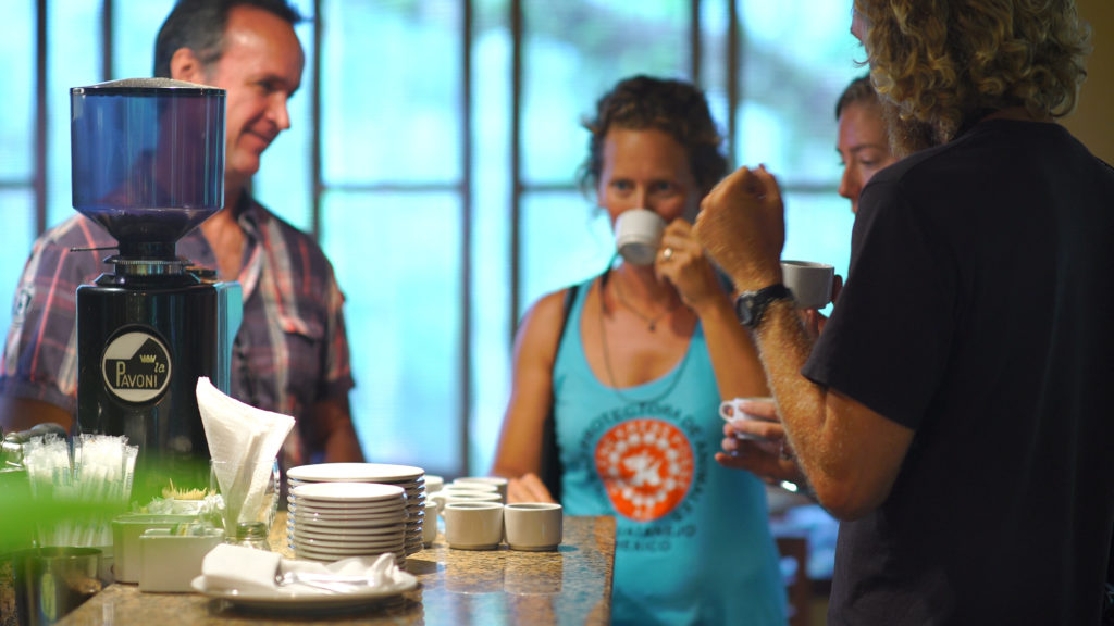 “Cupping” coffee at Finca Argovia with Bruno, who might as well have coffee in his veins, as our guide.