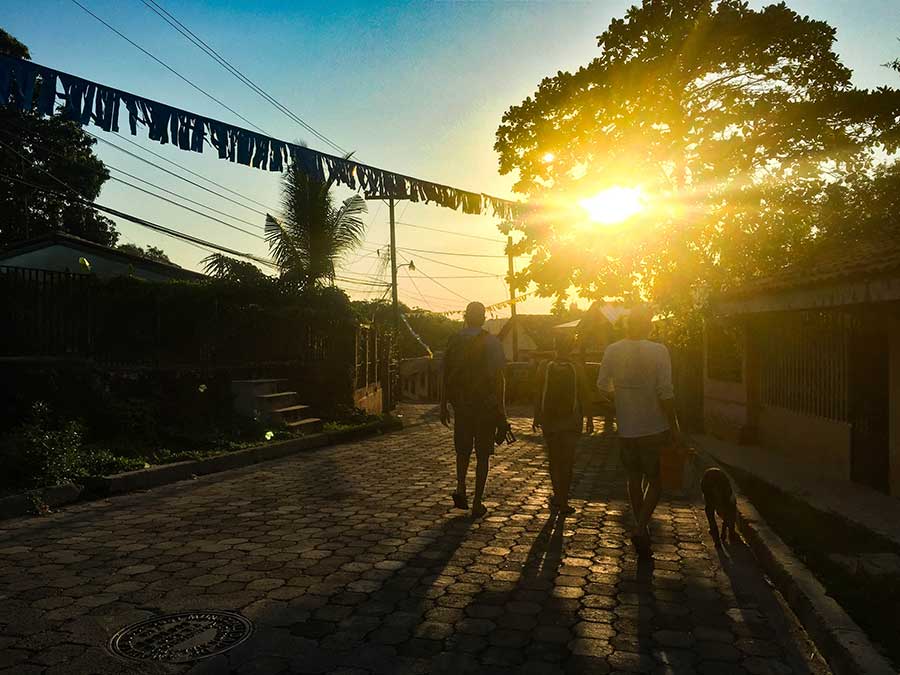 Walking the only paved street in Amapala, which winds the circumference of the island.