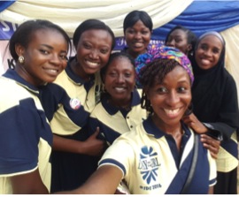 Author with new friends at the October 11 Stand With A Girl (SWAG) event commemorating International Day of the Girl Child.