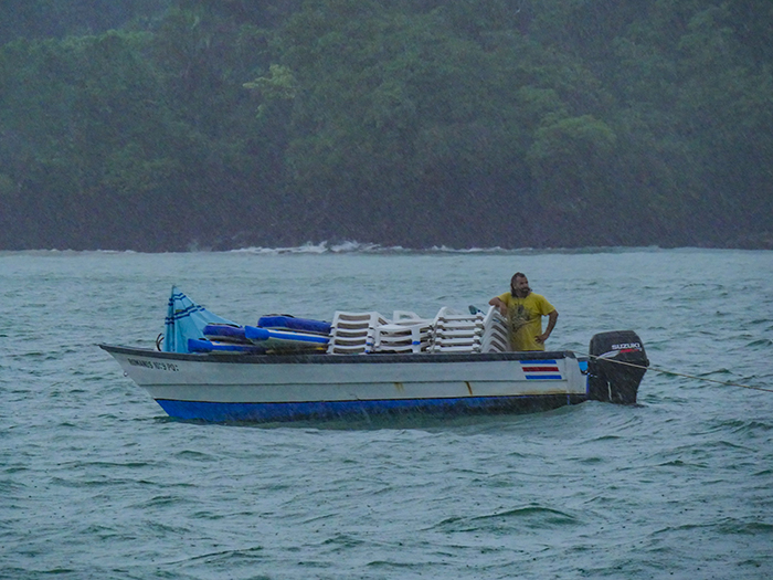 Marcos and his cargo in a typical storm.