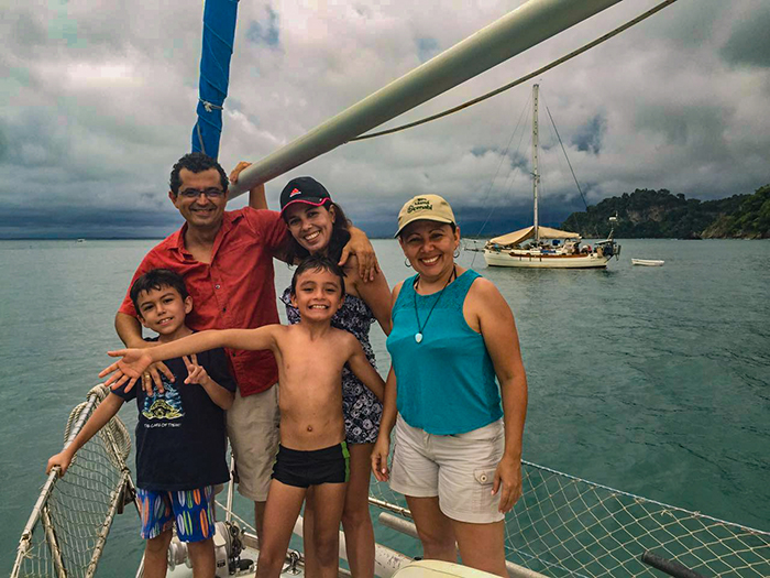 Wilson and his family aboard Oleada.