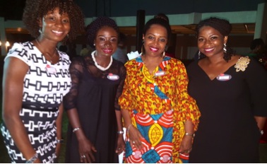 Author with participants at the WIN Conference opening cocktail. Dr. Eleanor Nwadinobi is in African print.