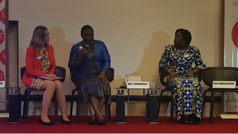 Keynote Speaker, Mrs. Oby Ezekwesili responds to questions on the first day of the WIN Conference.