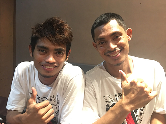 Max (left) with his little brother and skateboard partner, Saif.